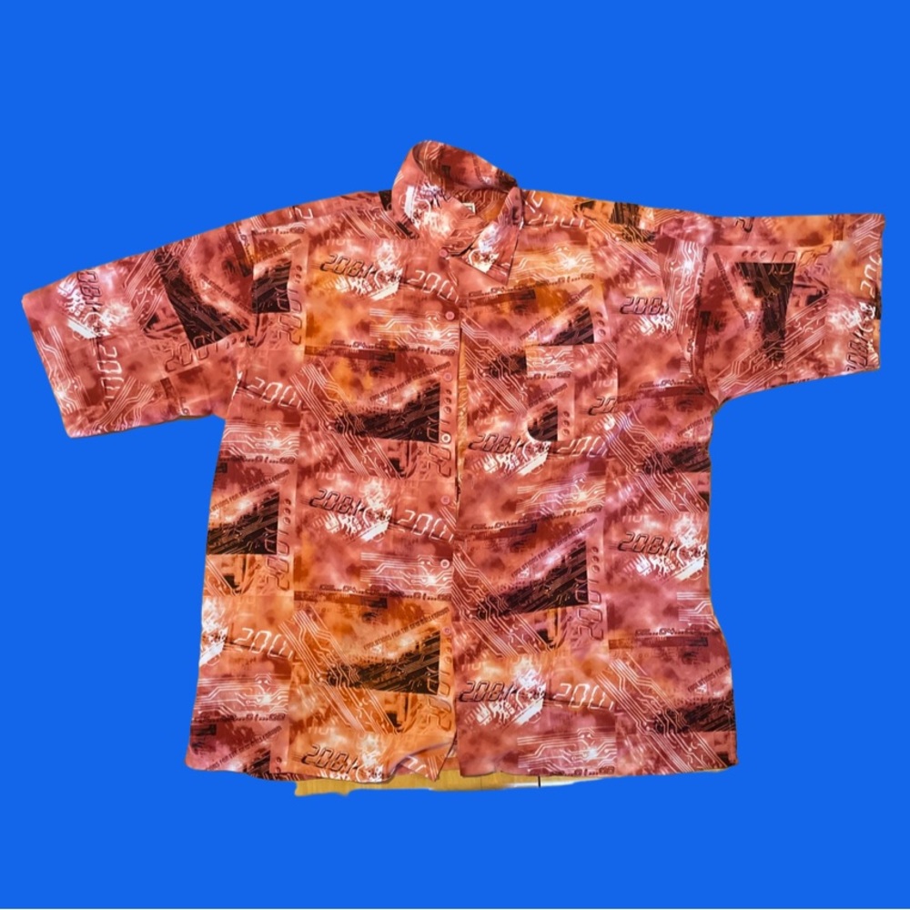 Tech digital button down shirt